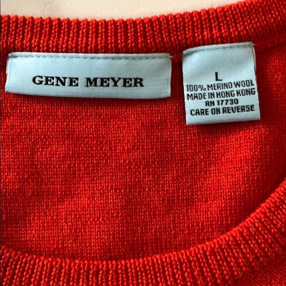 Vintage Gene Meyer Merino Wool Chest Stripe Sweater Sz. L - Picture 2 of 6